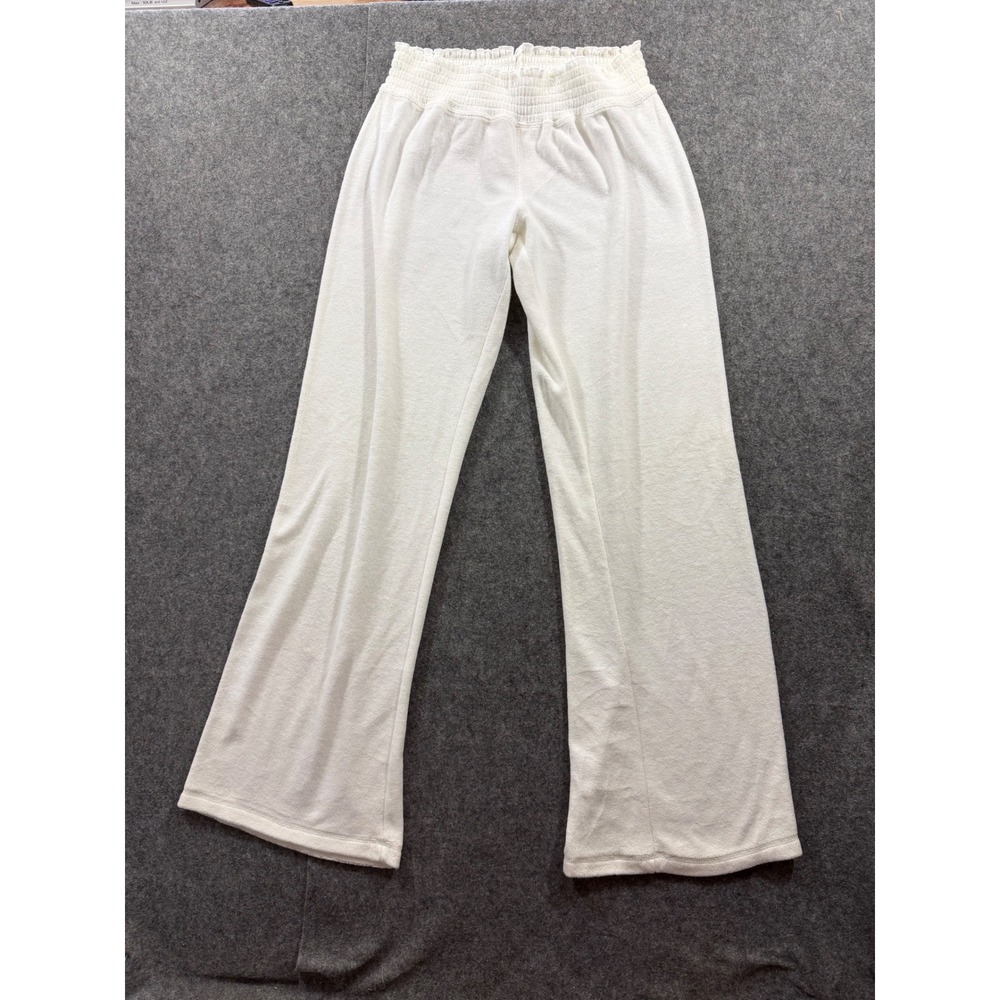 Y2K Victoria's Secret PINK White Terry Cloth Flare Sweatpants Sz M Graphic Logo